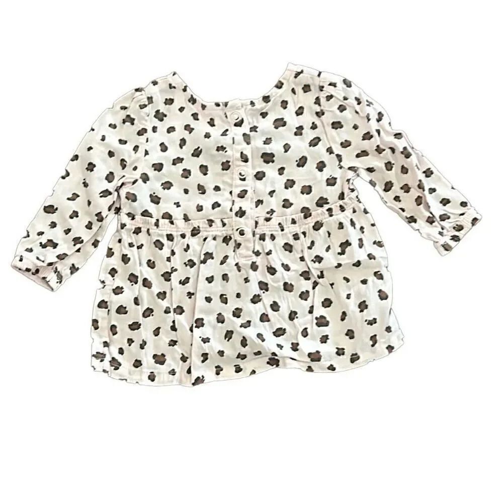 Carter’s cheetah pattern, long sleeve baby top size 6 months